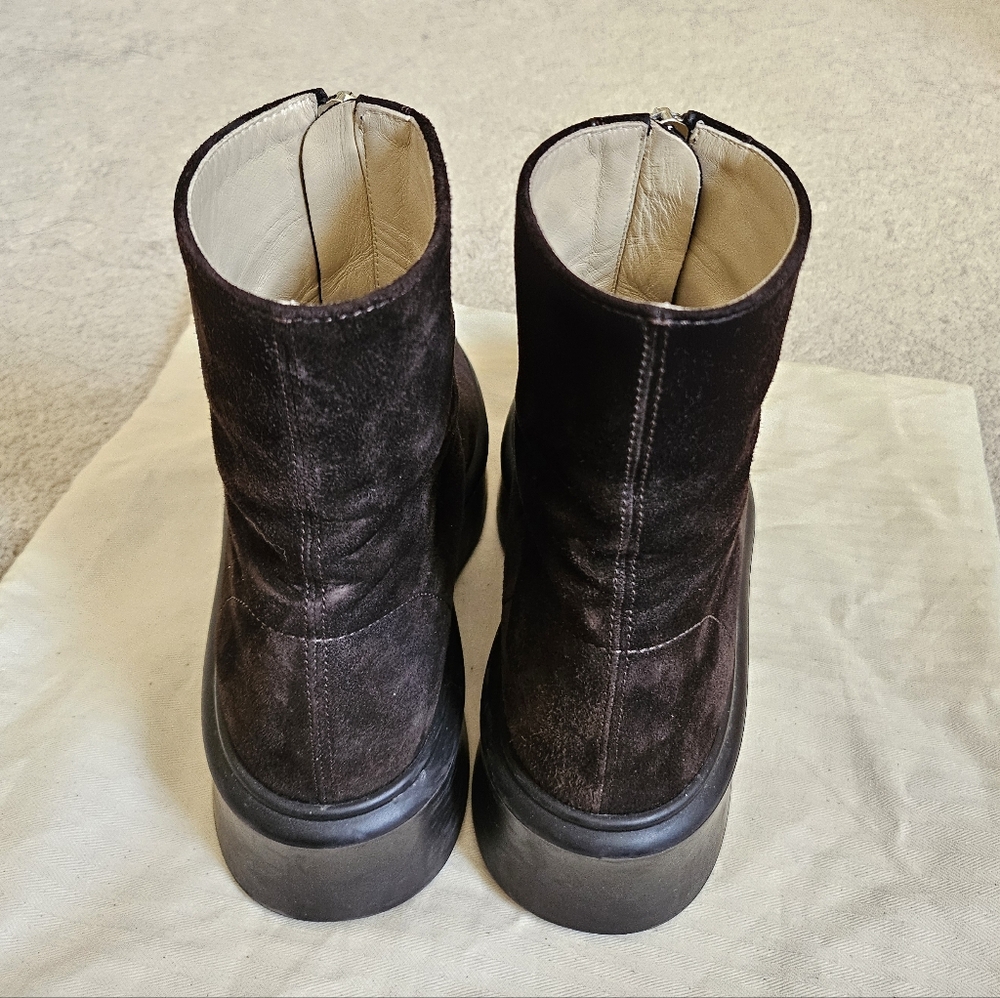 The Row Zip Boots Chocolate Brown Suede Leather Women's 37 Classic - Picture 3 of 6